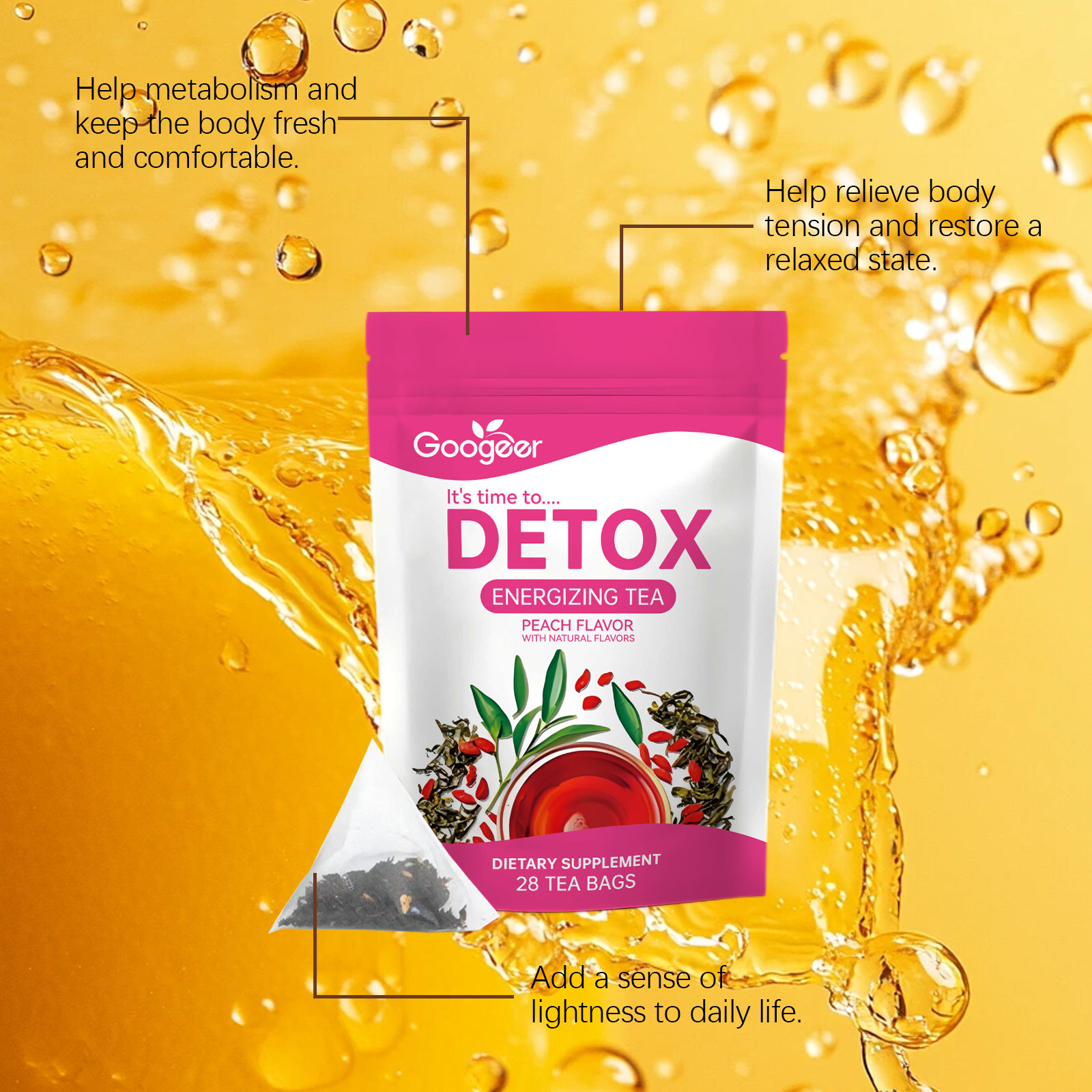 グーガー28個入りハーブデトックスティー、腹部の緩和、解毒、 - Herbal Weight Gain のレビューと価格